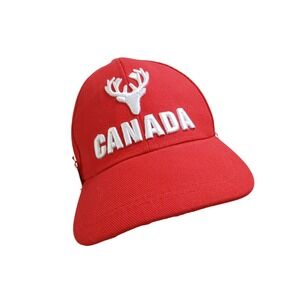 Canada Souvenir Baseball Cap Red White Embroidered Deer Antlers Adjustable Hat
